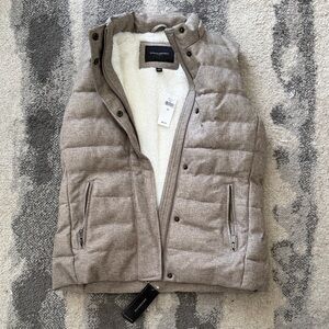 Brown Puffer Vest with Cream Fur Lining